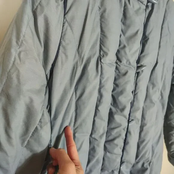 Woolrich Womens Down Coat Size Small Blue Puffer Toggle Vintage Long Jacket - Picture 4 of 12